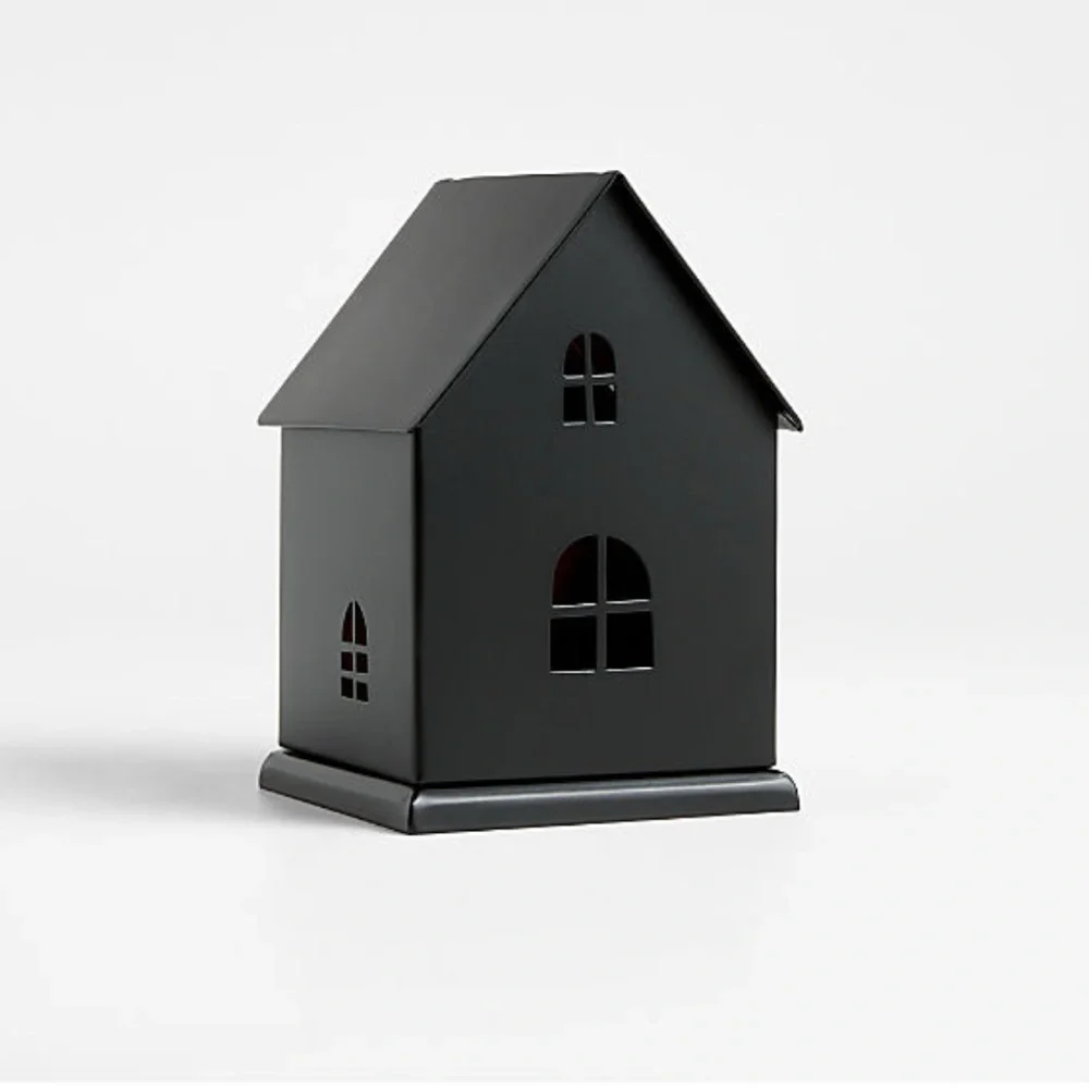 New! Crate&Barrel 🏚️🏚️ Black House with LED Lights Decor Set of 2